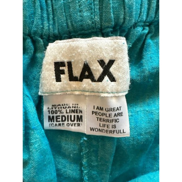 Flax Heathered Turquoise Linen Wide Leg Cropped Pants Size M - Picture 3 of 7